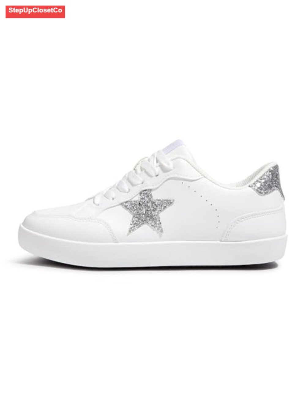 Women's Fashion Star Sneakers Glitter Sequins Lace-Up Low Top Shoes